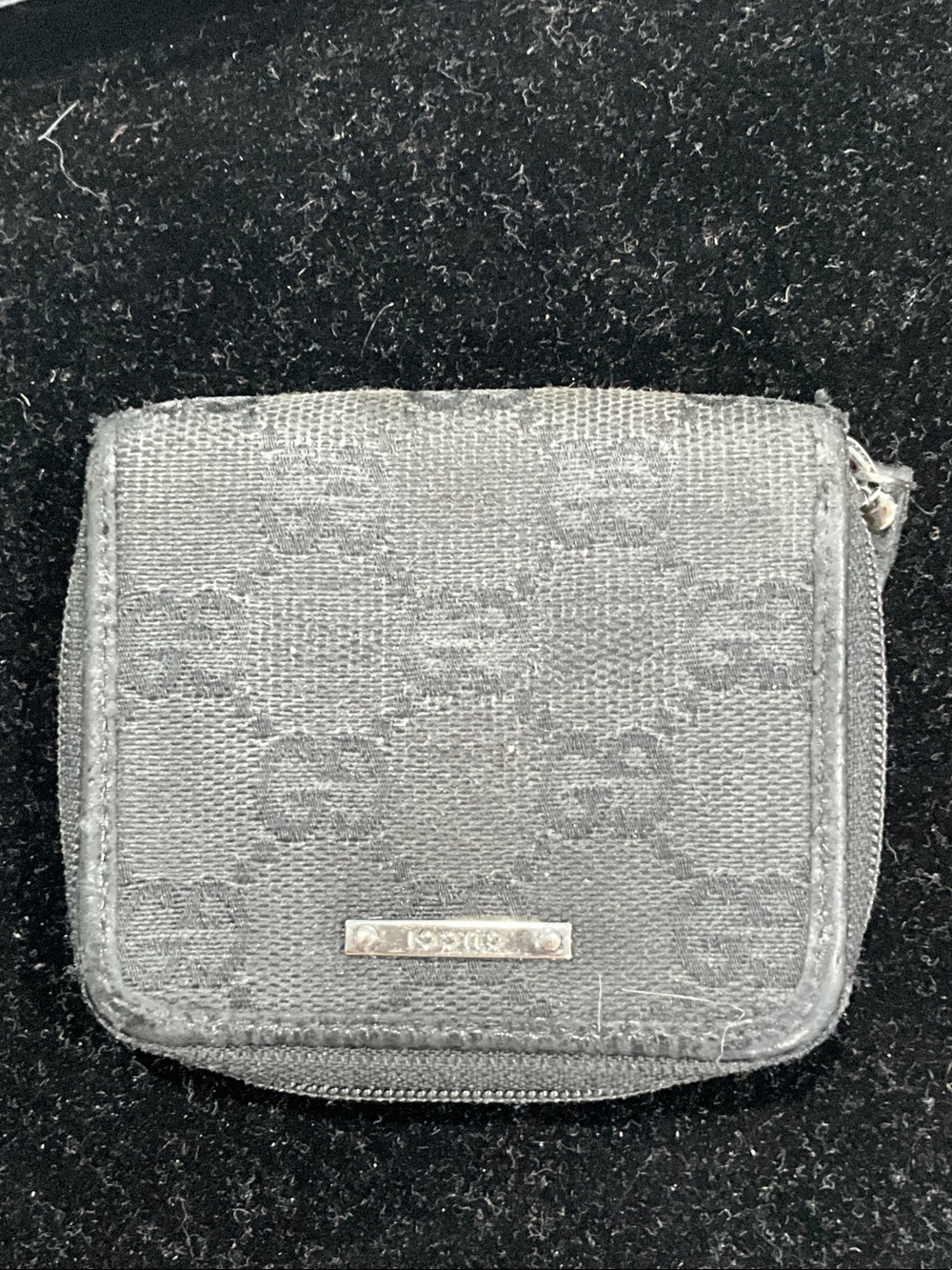 Gucci Black Monogram Zip Wallet